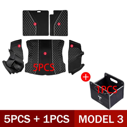 Tesla Model 3 Dirt  Resistant Leather Trunk Mat With Bottom Mat