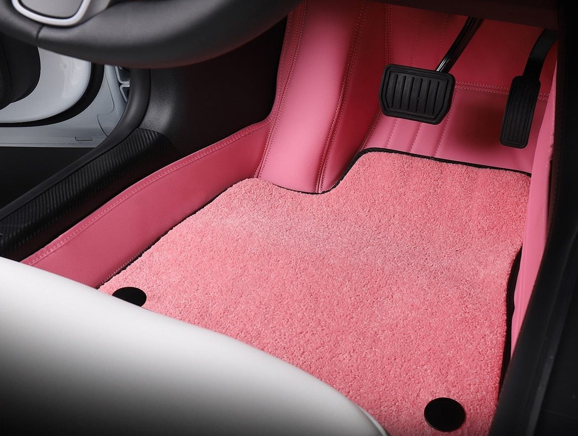 Fully Surrounded Microfiber Leather Pink Floor Mats for Tesla Model 3 – The  EV Shop