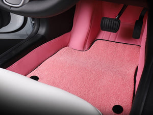 Fully Surrounded Microfiber Leather Pink Floor Mats for Tesla Model 3 & Y