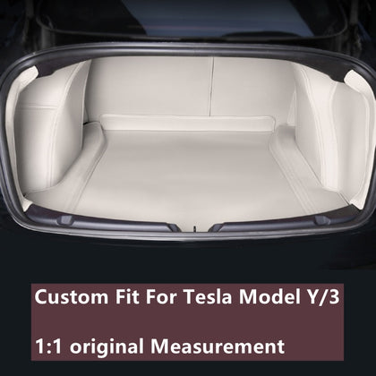 Tesla Model 3 Y Custom Fit Trunk Mat Car Interior Accessories Durable Leather Carpet For Tesla Trunk Mat White