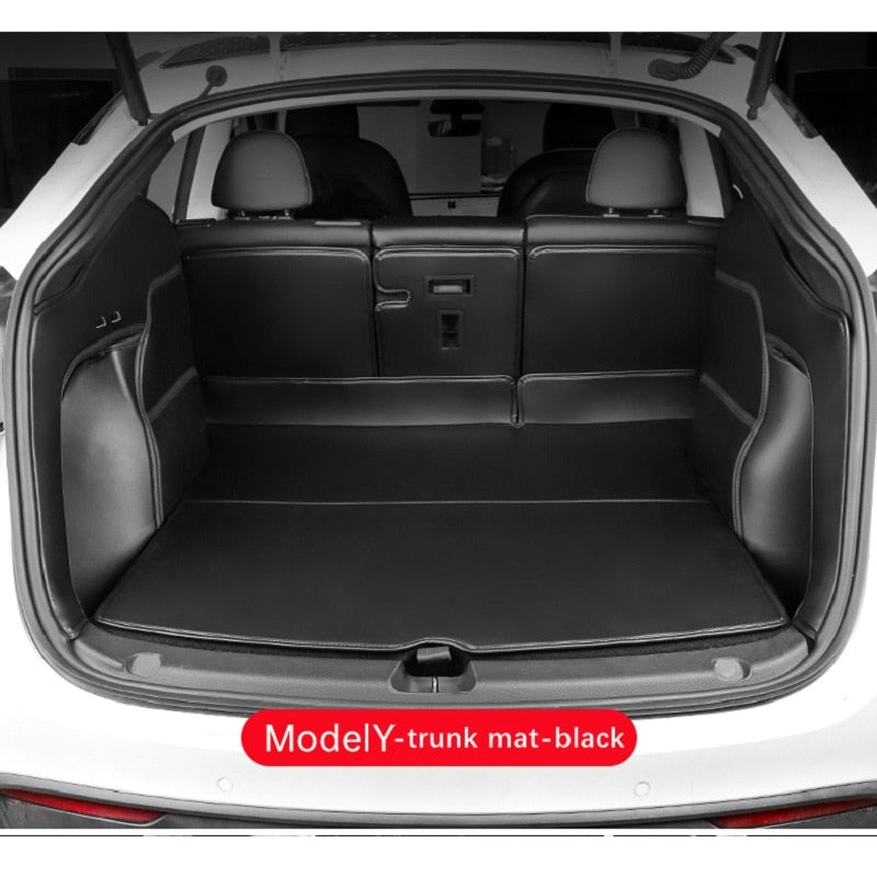 Tesla Model 3 Y Custom Fit Trunk Mat Car Interior Accessories Durable Leather Carpet For Tesla Trunk Mat White