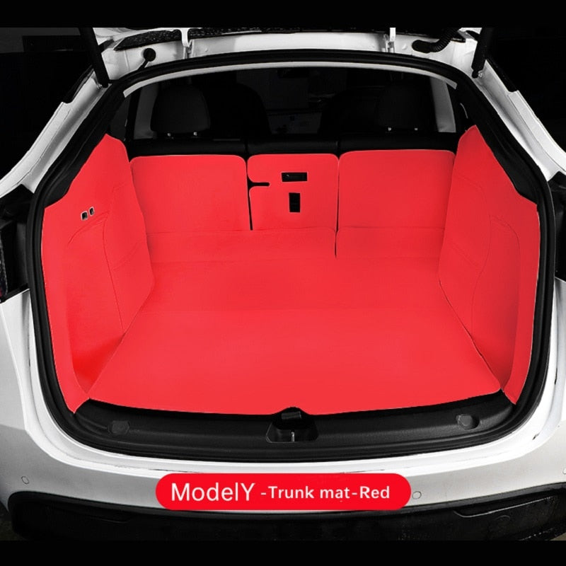 Tesla Model 3 Y Custom Fit Trunk Mat Car Interior Accessories Durable Leather Carpet For Tesla Trunk Mat White