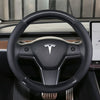 Genuine Leather + Carbon Fiber Pattern Steering Wheel Cover for Tesla Model 3 & Y