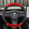 Genuine Leather + Carbon Fiber Pattern Steering Wheel Cover for Tesla Model 3 & Y