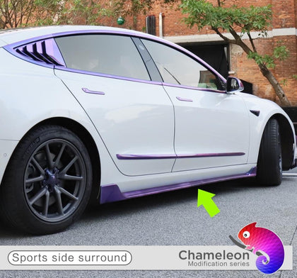 Starry Sky Chameleon Series ABS Sport Style Side Skirts for 2017-2022 Tesla Model 3