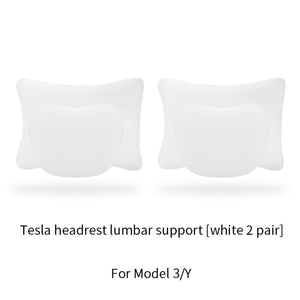 High-Quality Leather Headrest Neck Pillow and Lumbar Support Pillow for Tesla Model 3 & Y