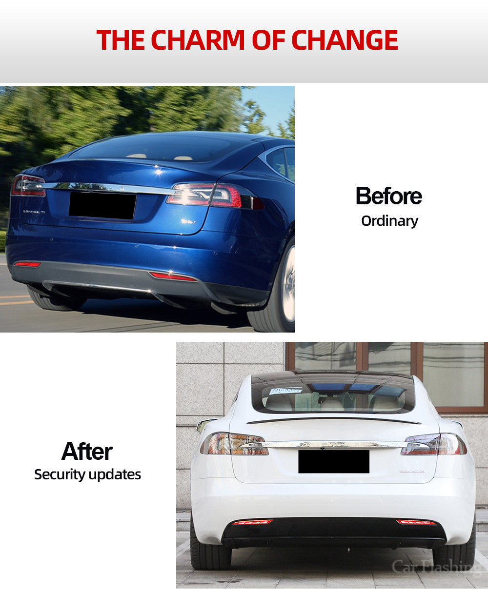 2PCS Car LED Rear Lights For Tesla Model S 2012 - 2019 2020 2021 Turn Signal Reflector Bumper Lamp Brake Light